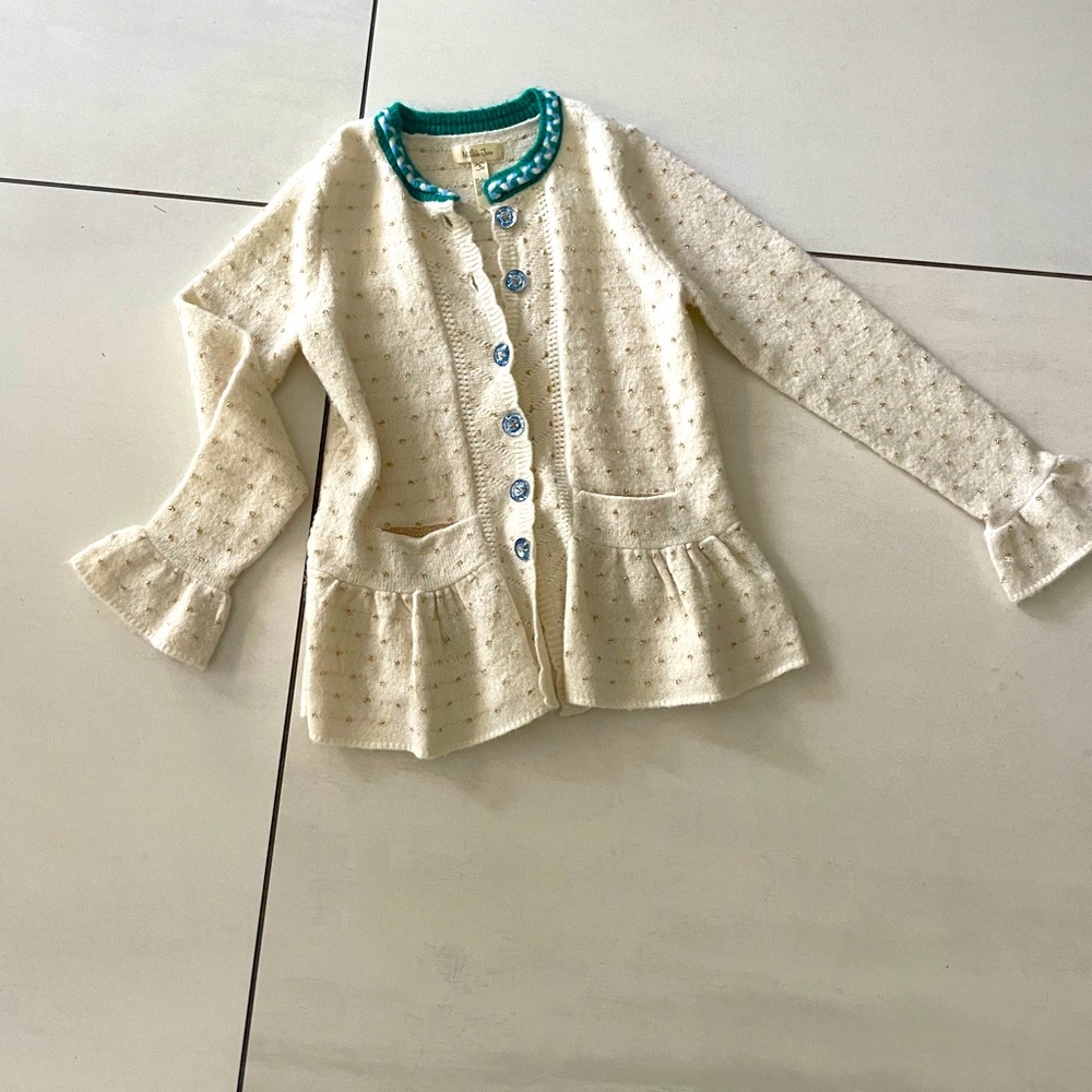 Matilda Jane Cream Sweater with Blue Accents